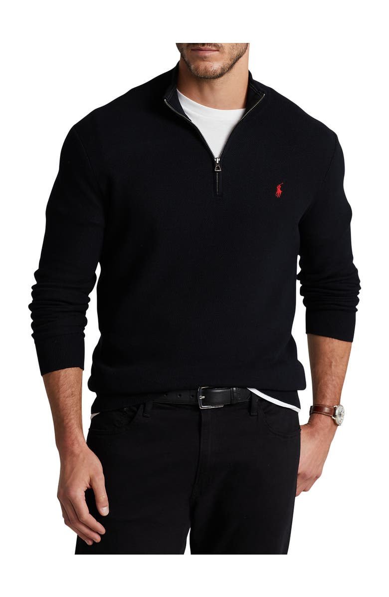 Polo Ralph Lauren Pima Cotton 1/2-Zip Sweater, Main, color, Polo Black