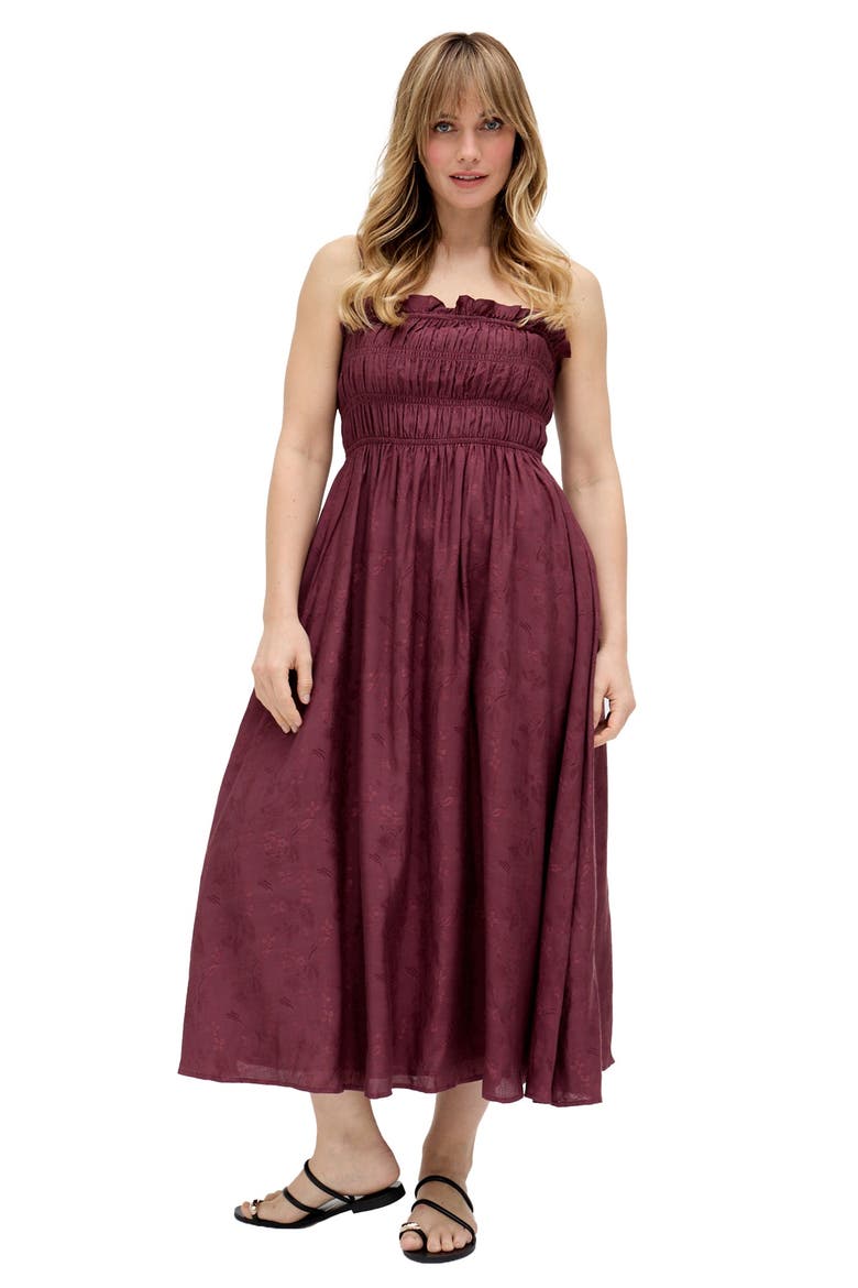 Marie All Over Jacquard Mini Dress, Main, color, Burgundy