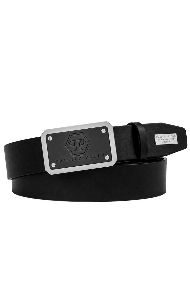 Belt Hexagon Men, Main, color, black/nickel