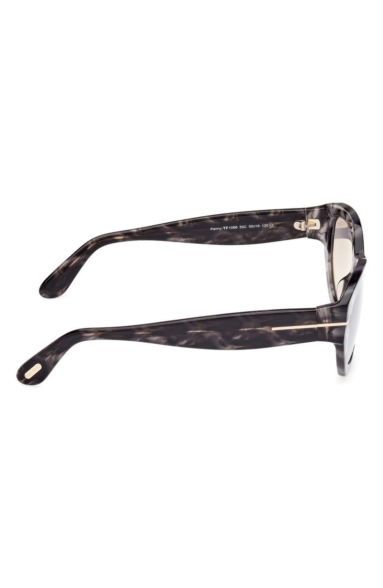 TOM FORD Penny 55mm Geometric Sunglasses, Alternate, color, Black Havana / T Logo