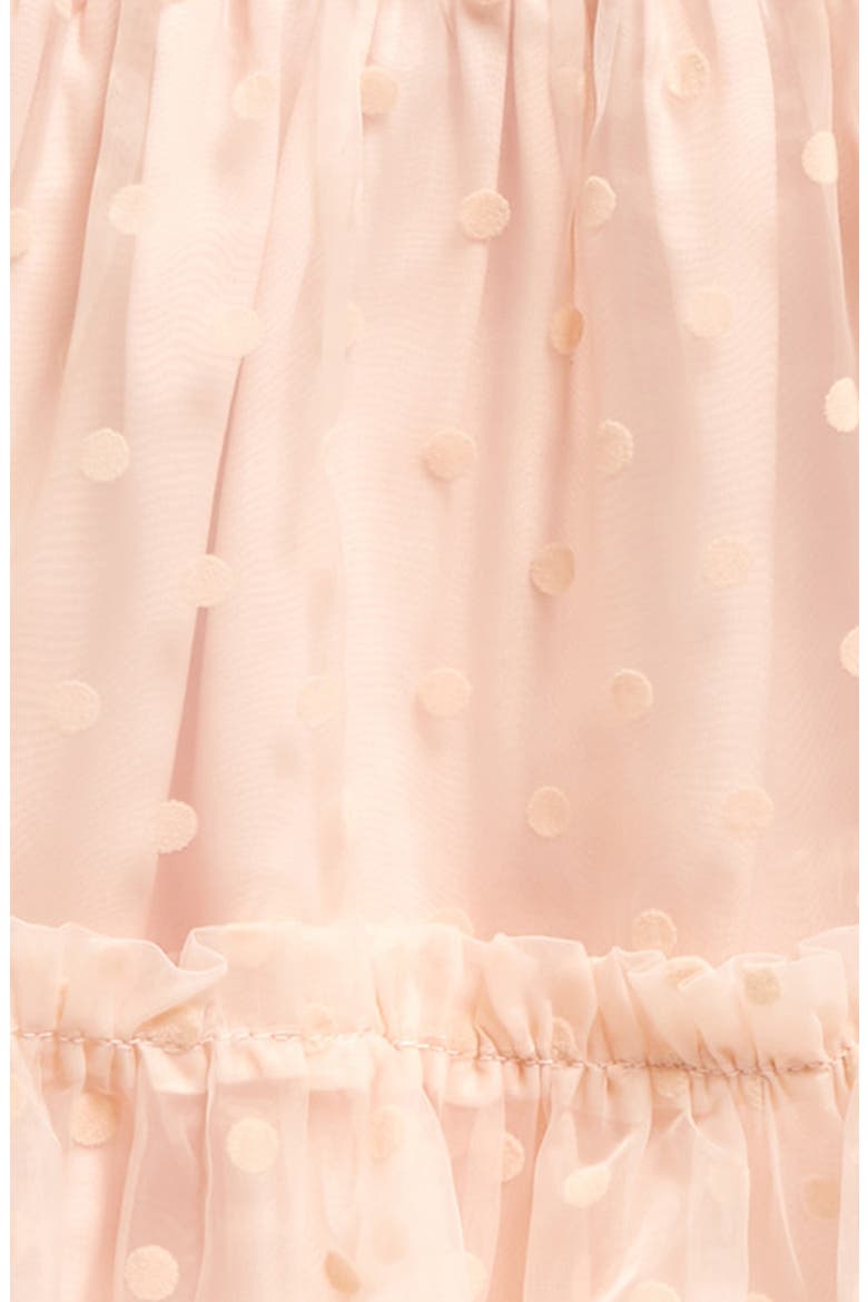 Polka Dot Puff Sleeve Tiered Party Dress & Bloomers Set, Alternate, color, PINK CHINTZ DUCK DOT