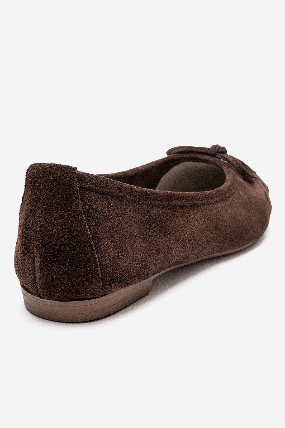 Nopos Leather Cap Toe Ballet Flat, Alternate, color, Brown Suede