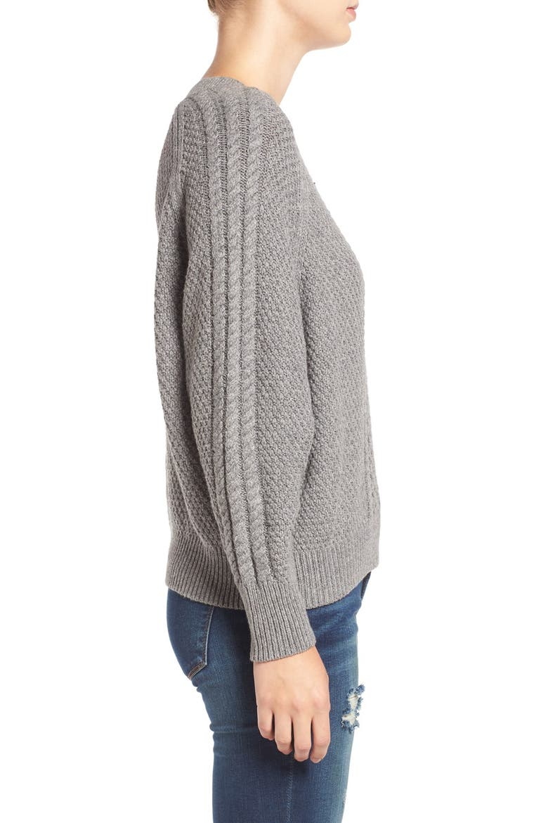 Cable Knit Dolman Sweater, Alternate, color, GREY CLOUDY HEATHER