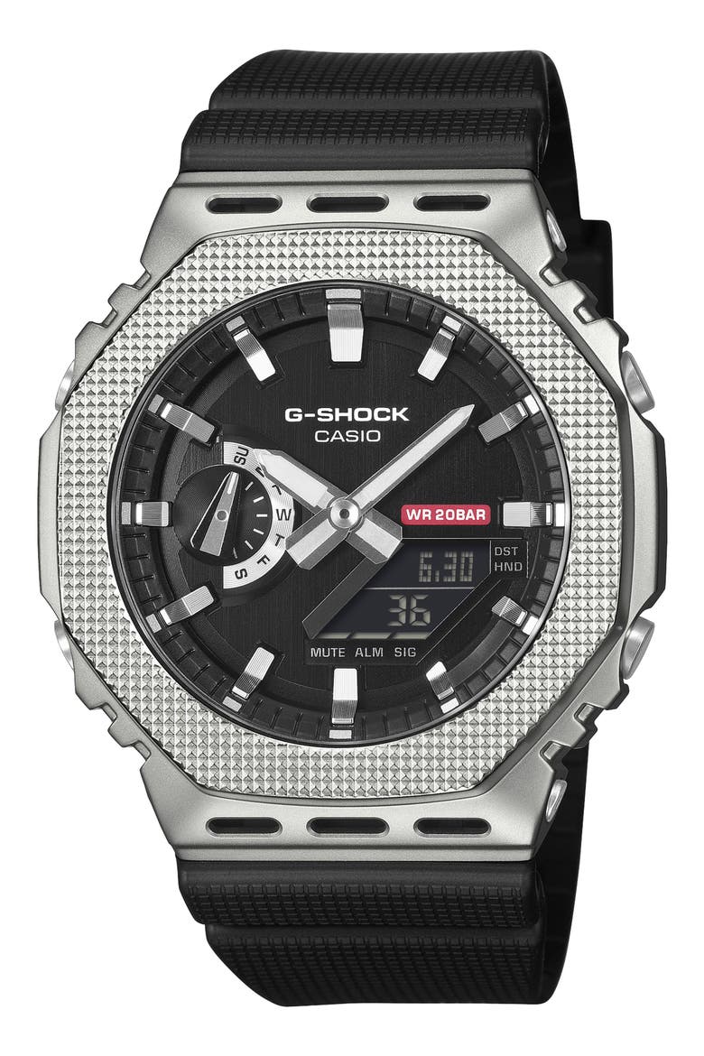 G-Steel 5600 Series GM-5600M-1 Ana-Digi Resin Strap Watch, 49.3mm x 44.4mm, Main, color, BLACK