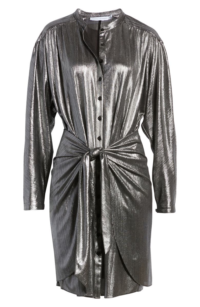 Rebecca Minkoff Willow Metallic Long Sleeve Shirtdress, Alternate, color,
