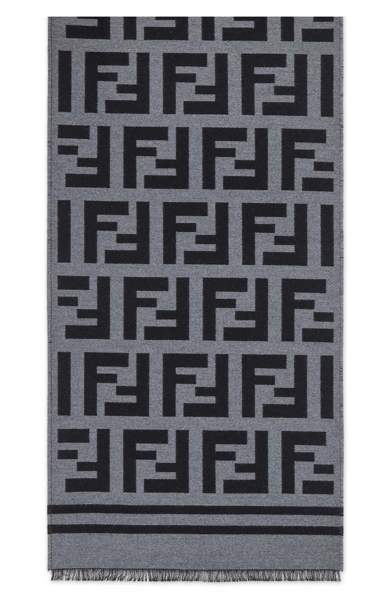 Fendi FF Logo Wool & Silk Scarf, Alternate, color, 