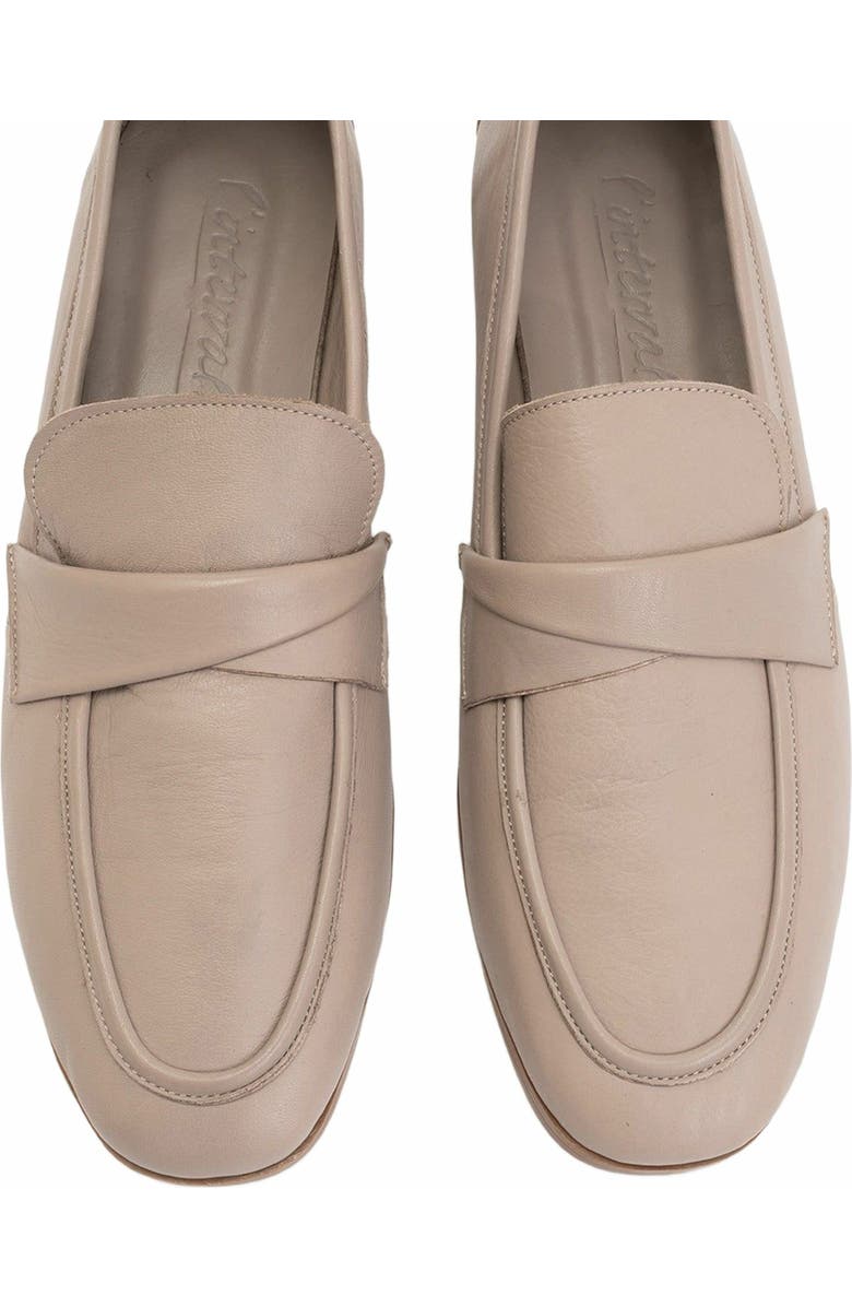 Forever & Always Shoes Splice Leather Flat Loafers, Alternate, color, Bone Color Leather