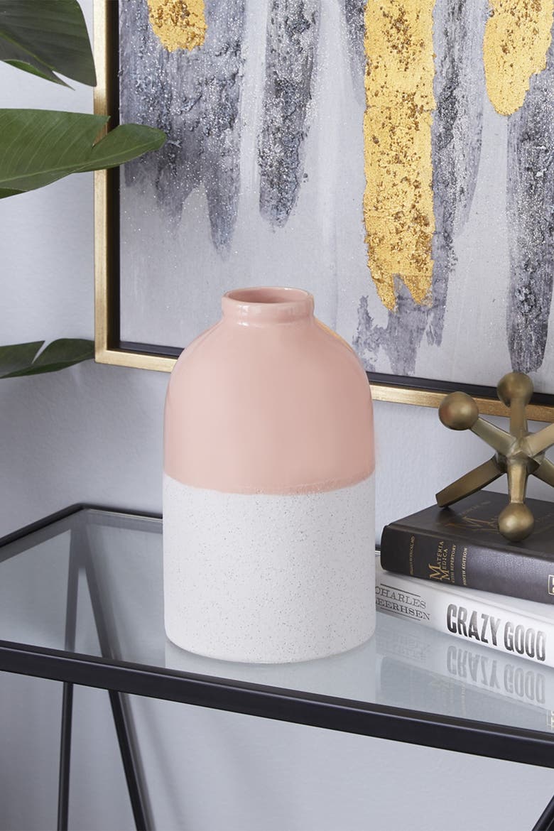 Ceramic Vase with Pink Top, Alternate, color, PINK