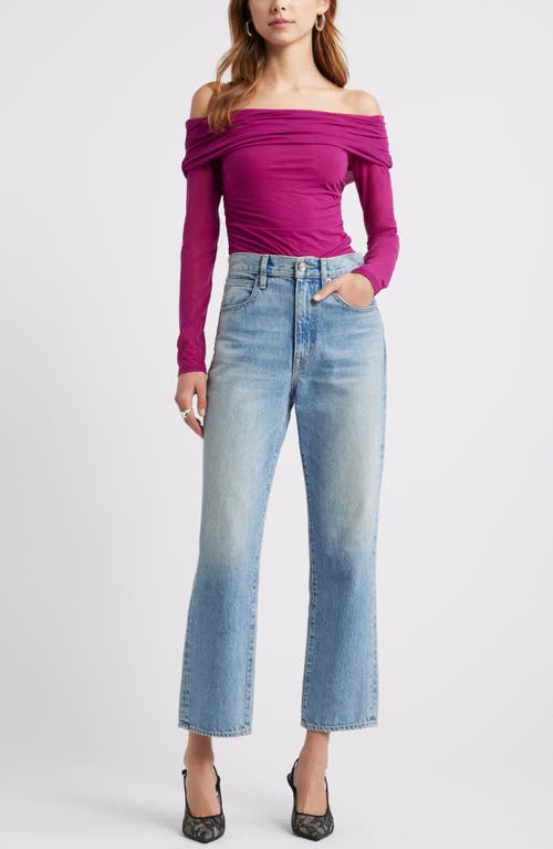 Open Edit Off The Shoulder Knit Top In Purple Magenta