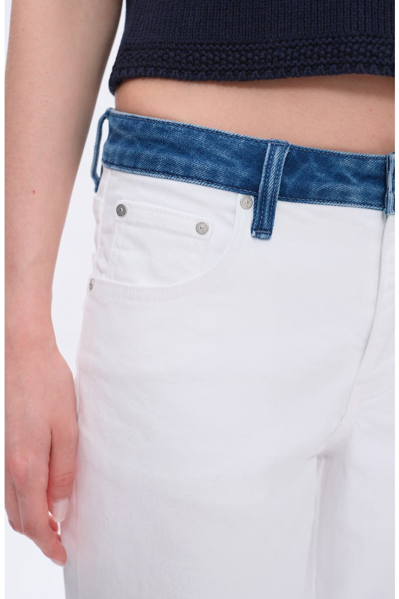 Contrast Mid Rise Relaxed Straight Leg Jeans, Alternate, color, WHITE