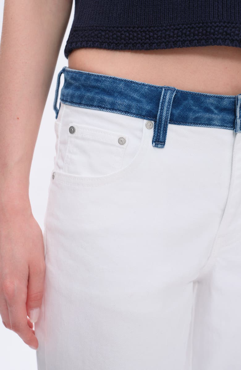 Bayeas Contrast Mid Rise Relaxed Straight Leg Jeans, Alternate, color, White