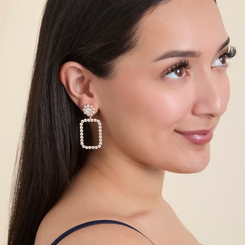 Jessica Simpson Gold-tone Pave Rectangle Drop Earrings In Metallic