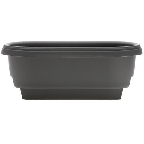 Modica Deck Rail Round Planter, Charcoal Gray