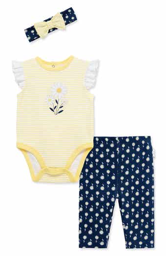 Little Me Daisy Bodysuit, Pants & Headband Set