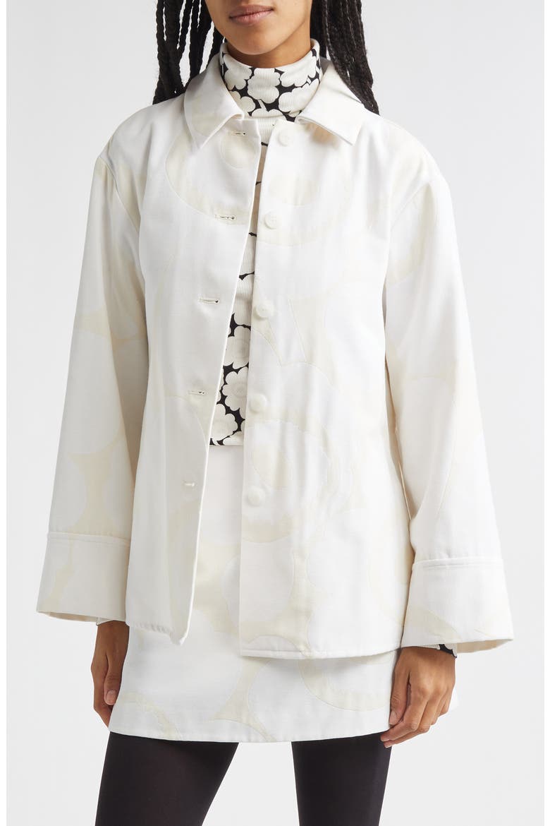 Ladonta Unikko Jacquard Oversize Faille Shirt Jacket (Women
