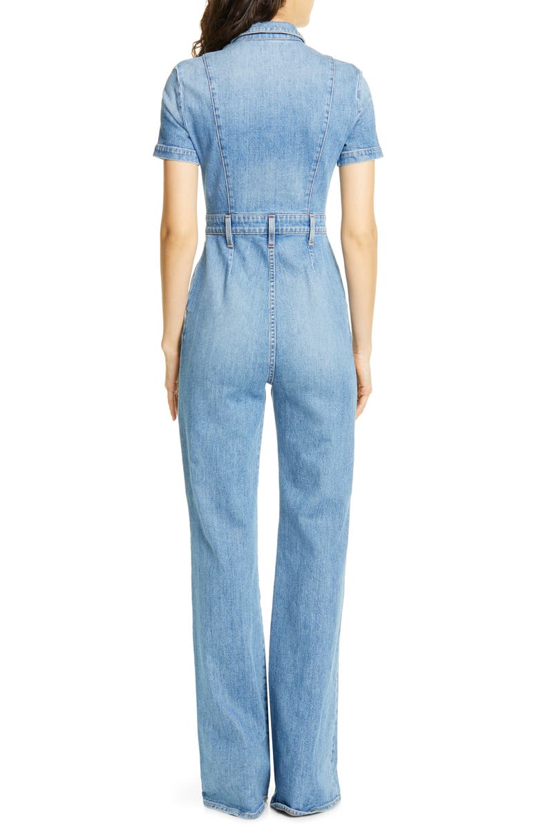 Alice + Olivia Jeans Wide Leg Denim Jumpsuit, Alternate, color, 