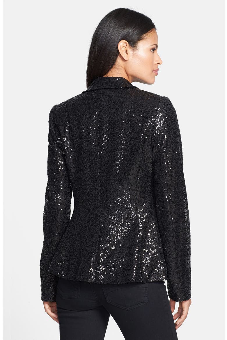 Anne Klein Sequin Blazer, Alternate, color, BLACK