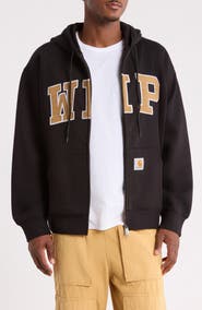 Carhartt Work In Progress WIP Logo Patch Cotton Blend Full Zip Hoodie