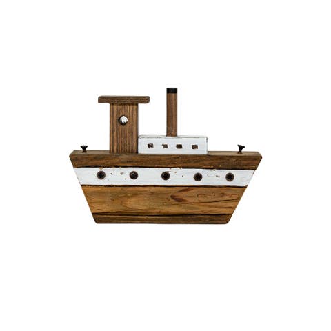 Tugboat Decorative Accent White Wood & Metal
