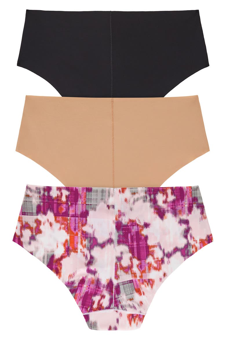 Litewear Cut Anywear 3-Pack Hipster Panties, Alternate, color, BLACK/ GLOW/ PINK MIRAGE