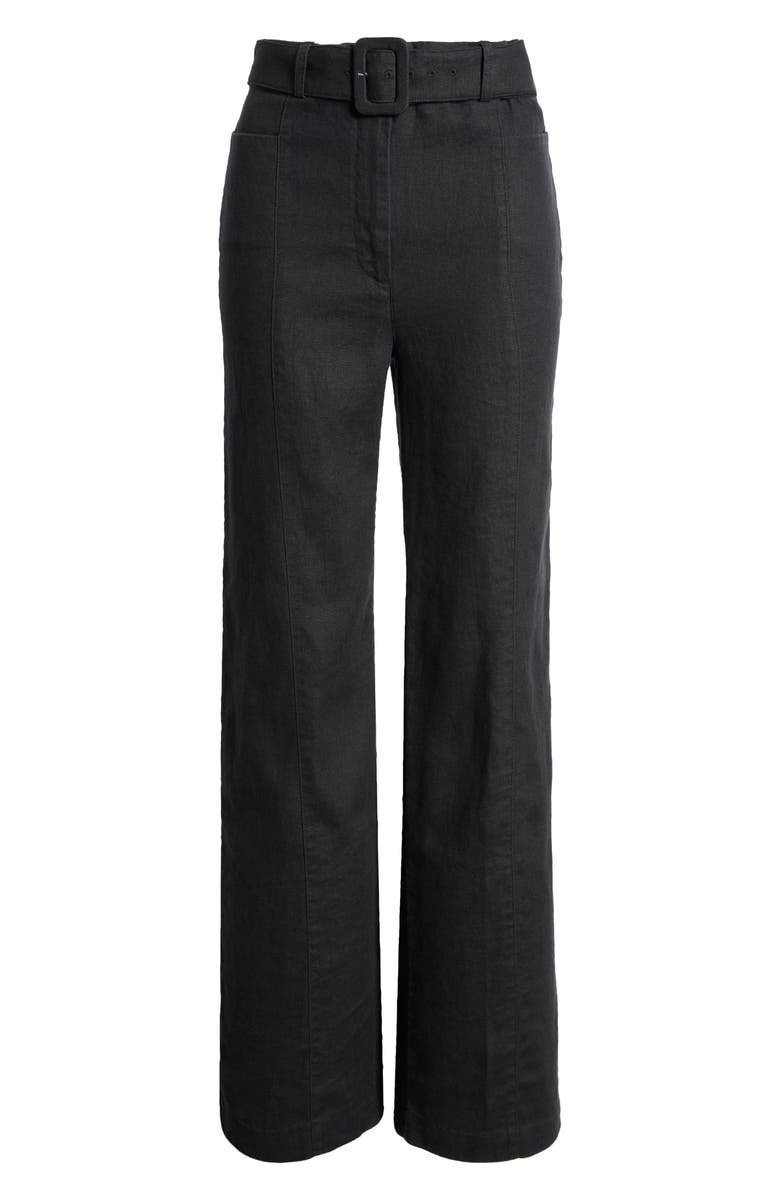 & Other Stories Belted Flared Linen Trousers, Alternate, color,