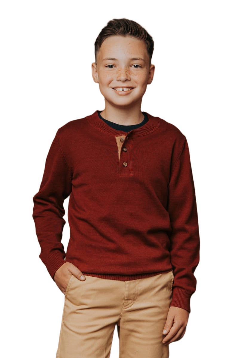 Hope & Henry Boys' Organic Sweater Henley with Elbow Patches, Kids, Main, color,
