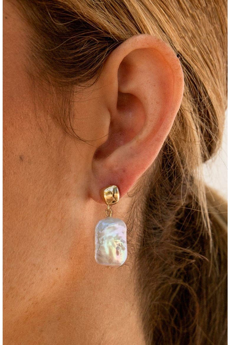 Power Pearl Drop Earrings, Alternate, color, GOLD / WHITE