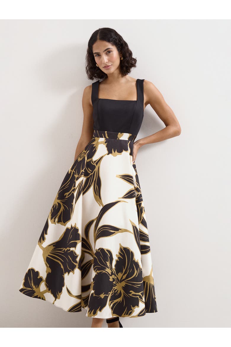 Delie Floral Fit Flare Midi Dress, Alternate, color, Multi