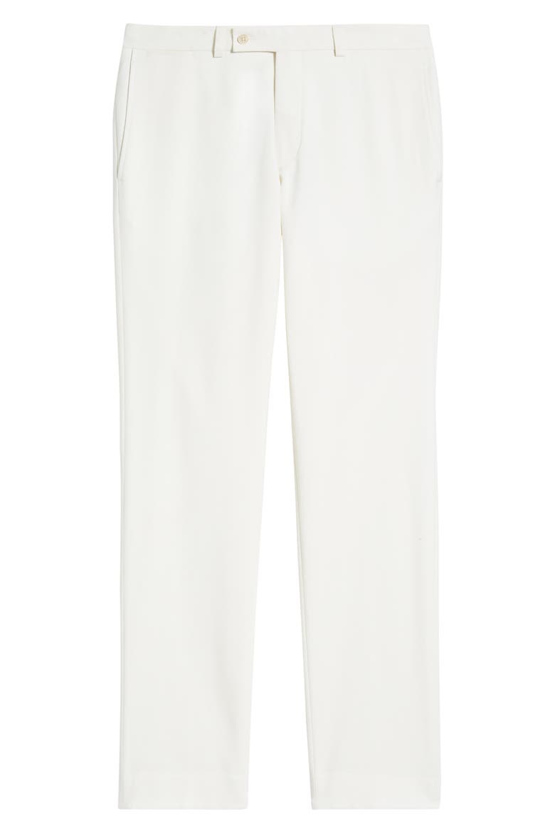 Piero Flat Front Stretch Cotton & Wool Pants, Alternate, color, OFF WHITE