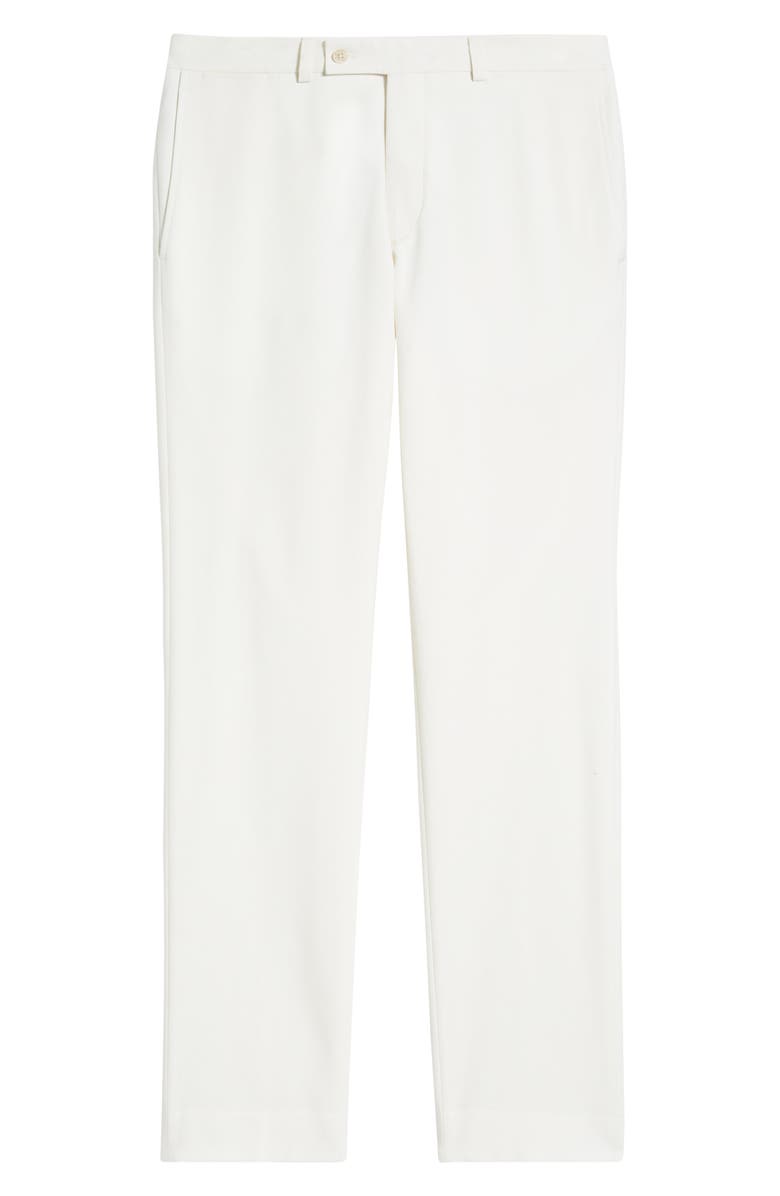 Jack Victor Piero Flat Front Stretch Cotton & Wool Pants, Main, color, Off White