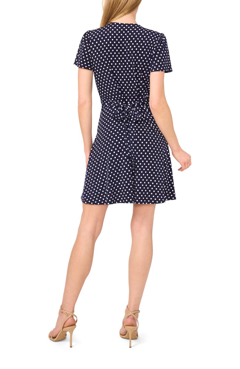 CeCe Polka Dot Flutter Sleeve Dress, Alternate, color, Classic Navy