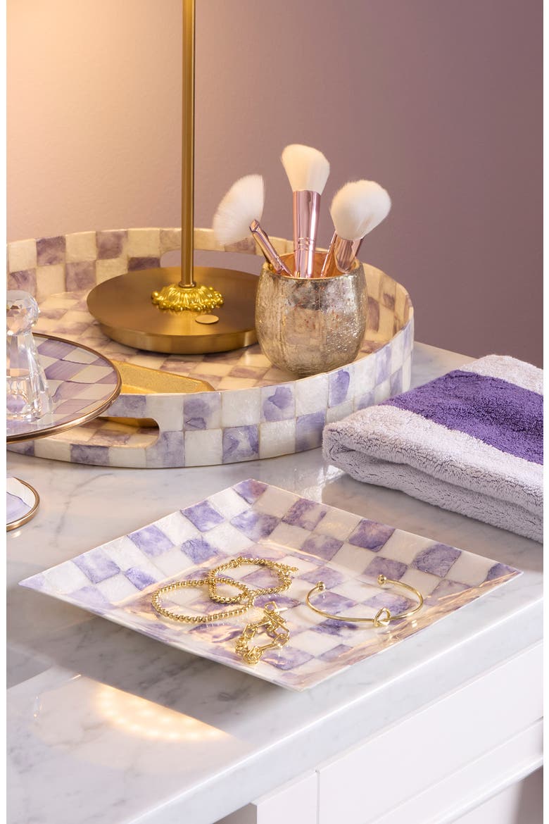 Violet Check Capiz Catchall Tray, Alternate, color, VIOLET