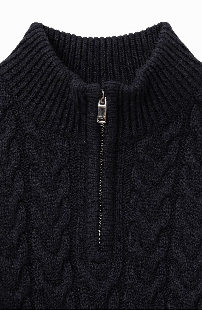 Reiss Kids' Tamworth Sr. Cable Half Zip Sweater, Alternate, color, Navy