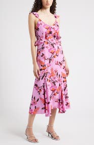 Chelsea28 Floral Print Ruffle Midi Dress