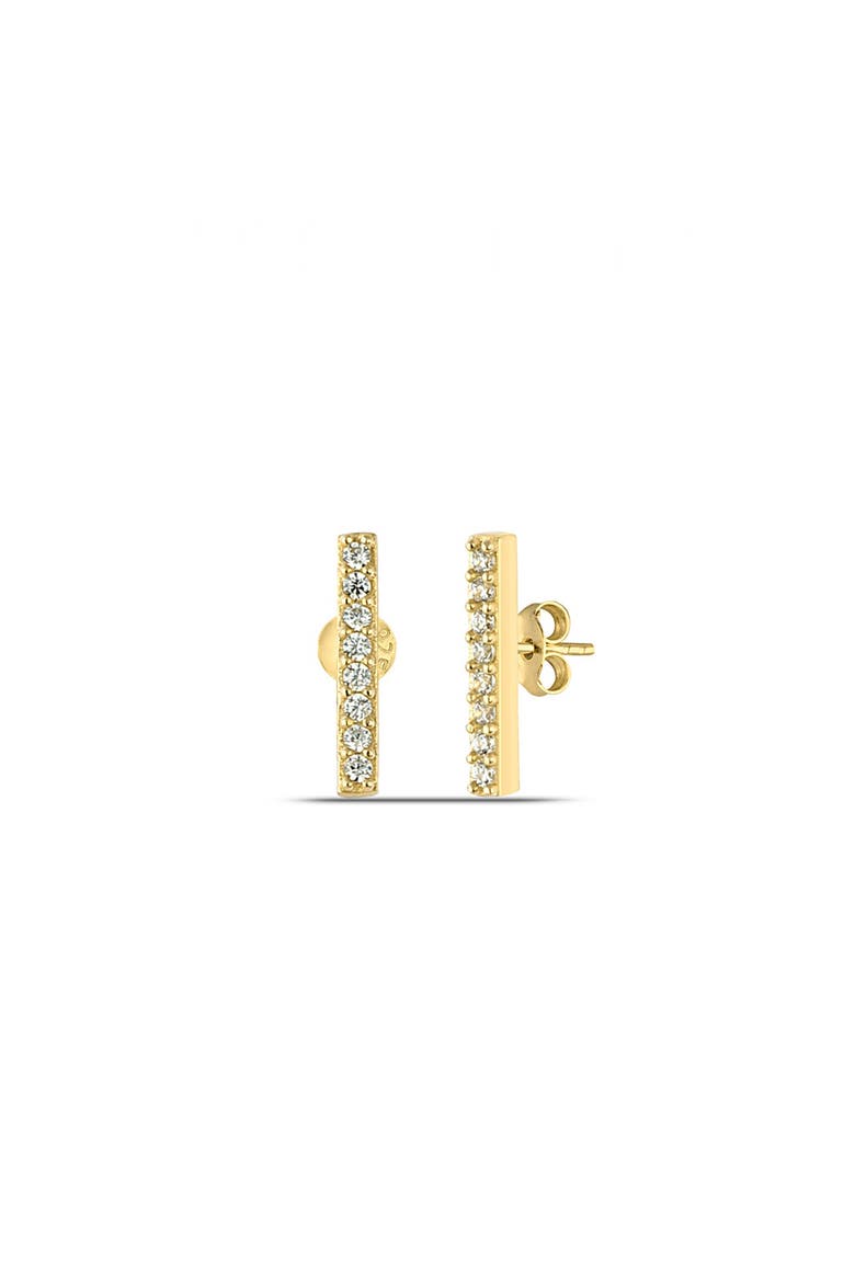 Sterling Silver Zirconia Bar Stud Earring, Main, color, Gold