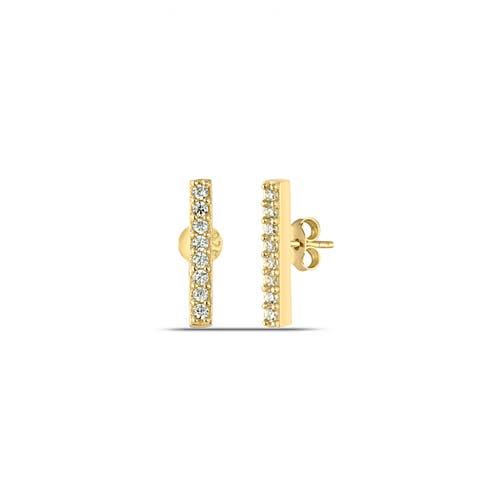 Sterling Silver Zirconia Bar Stud Earring