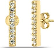 Spero London Sterling Silver Zirconia Bar Stud Earring