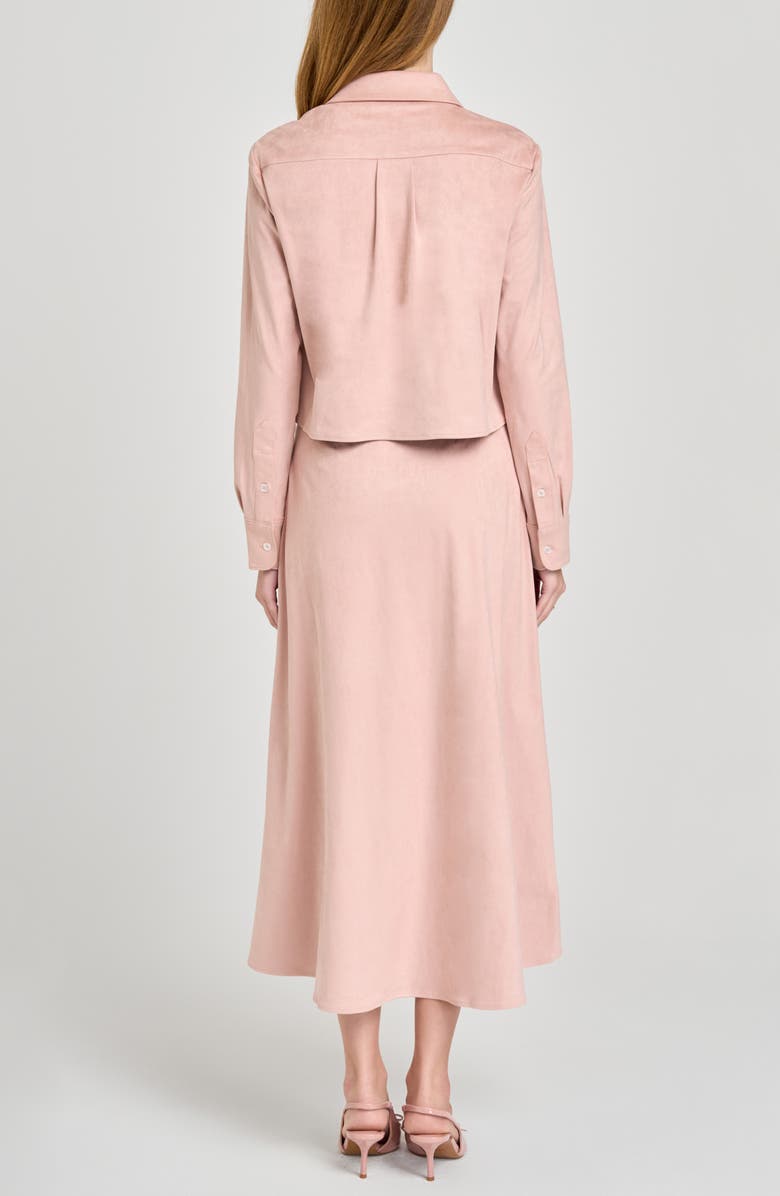 WAYF Chandler Long Sleeve Crop Button-Up Shirt, Alternate, color, Pink