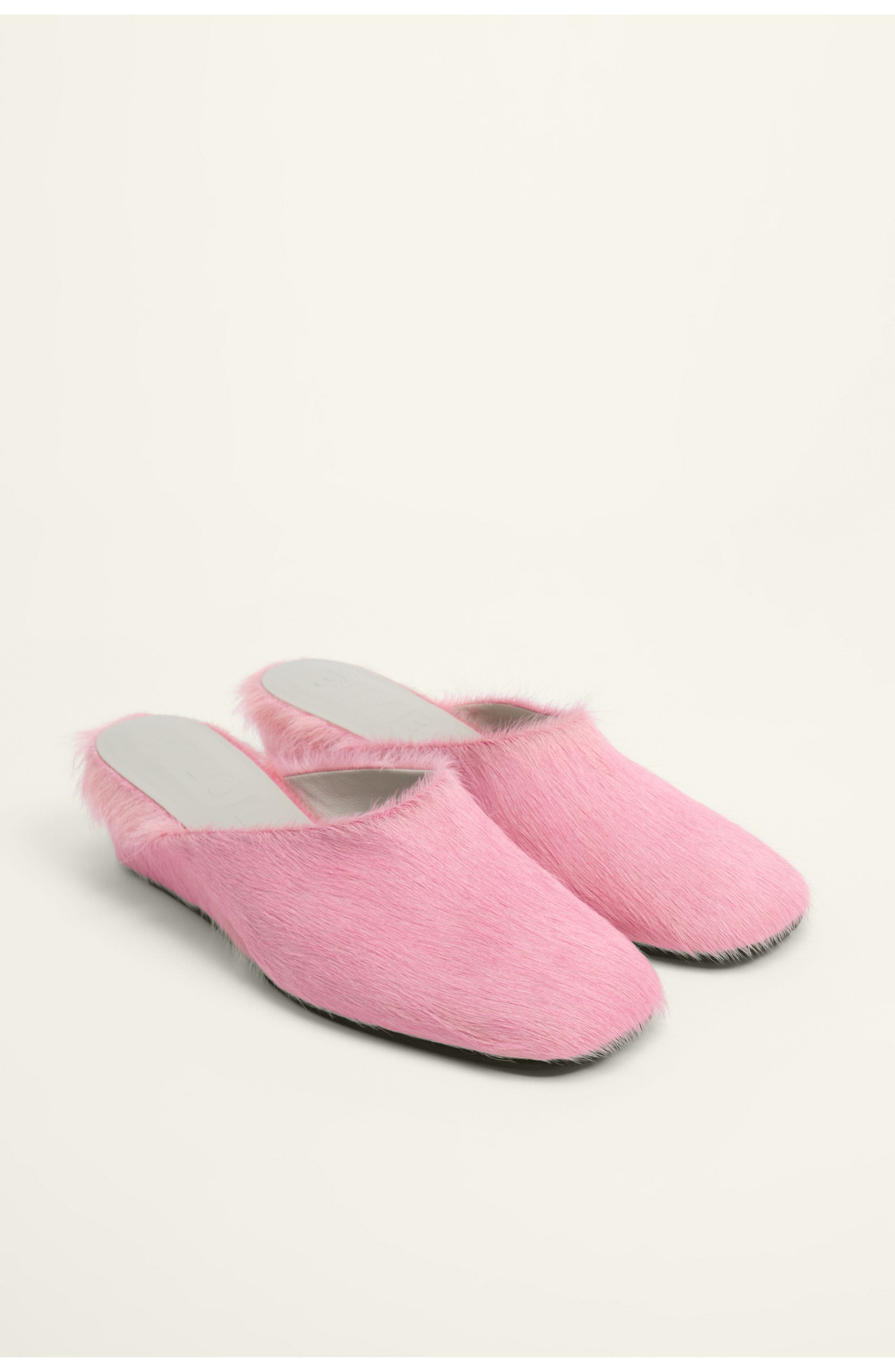 Leather Fur Wedge Mule, Alternate, color, PINK