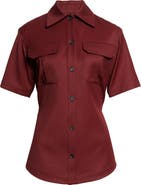Proenza Schouler Nali Wool Blend Gabardine Button-Up Shirt