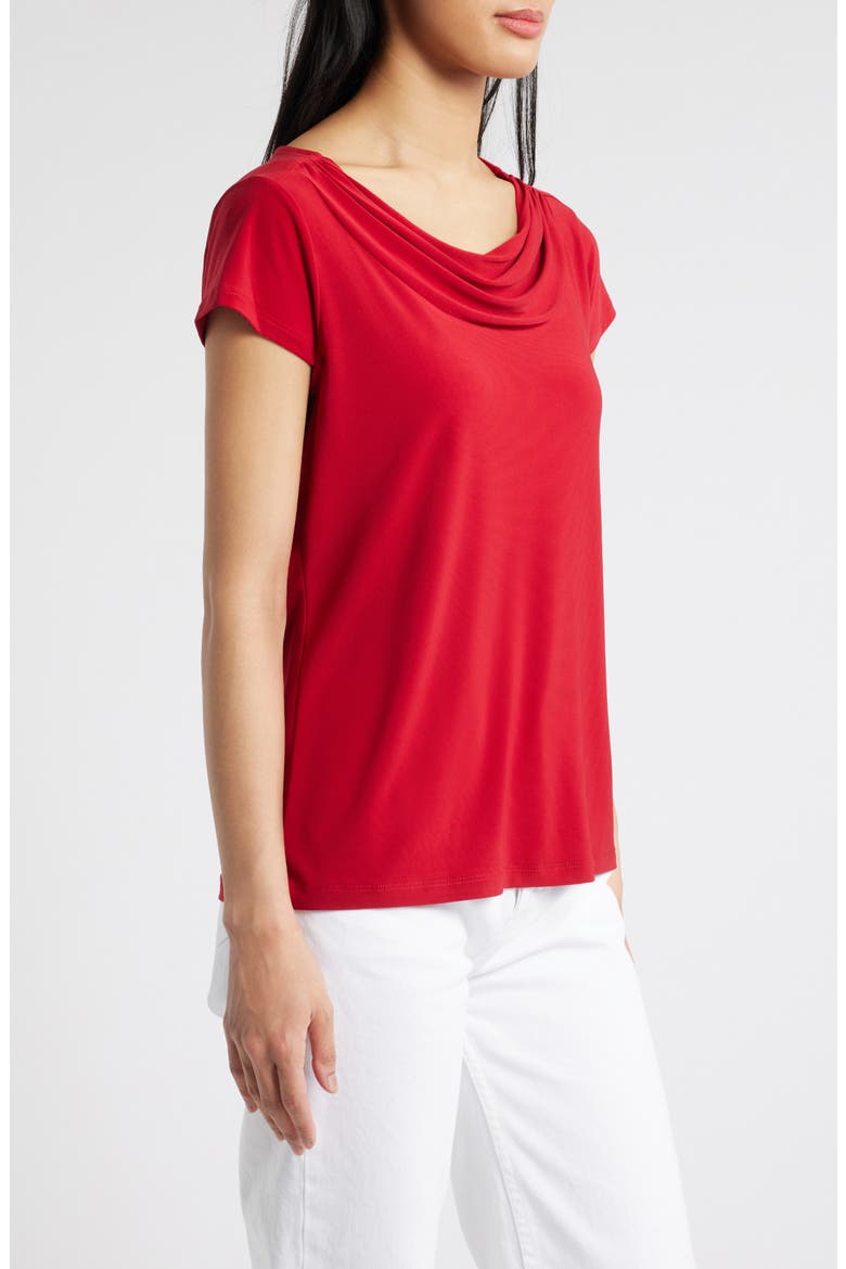 Cap Sleeve Cowl Neck Top, Alternate, color, FIRE RED