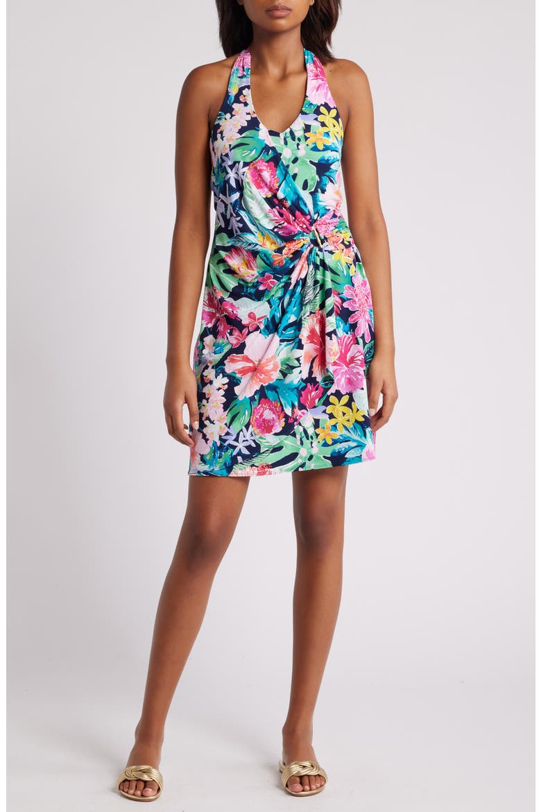 Clara Perfectly Paradise Halter Dress, Main, color, ISLAND NAVY