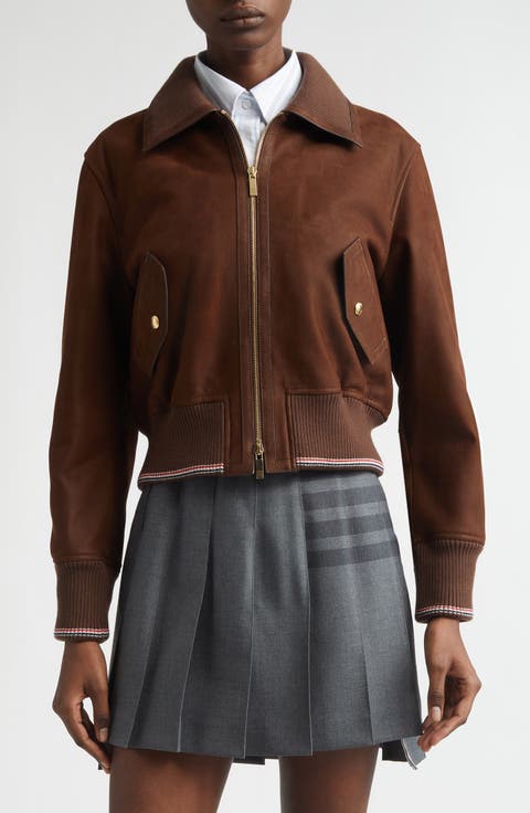 Crop Leather Flight Jacket