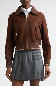 Thom Browne Crop Leather Flight Jacket