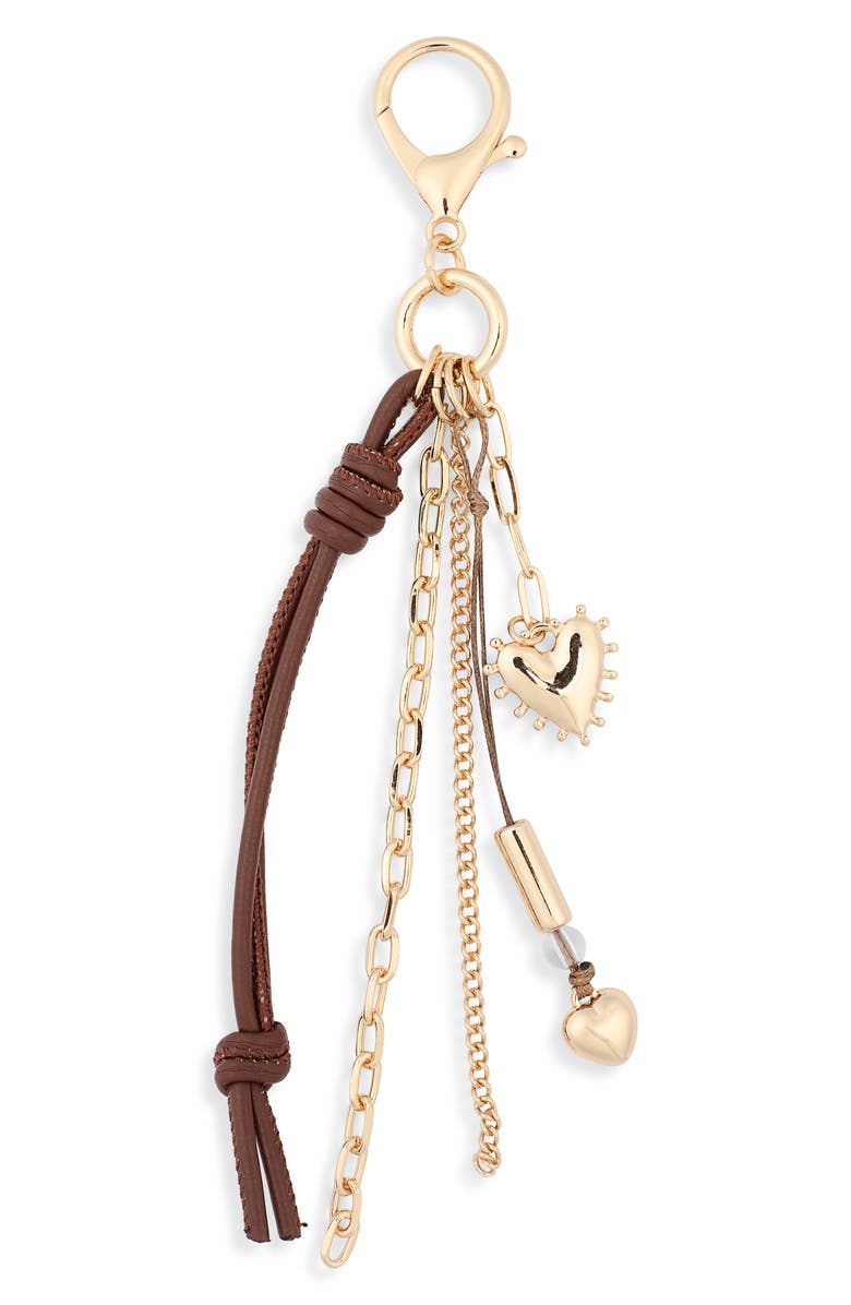 Leith Heart Cord Bag Charm, Main, color, Brown Multi- Gold