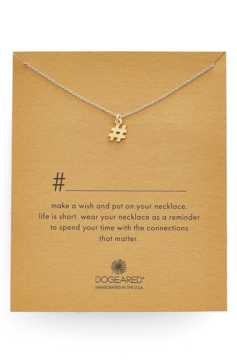 Dogeared Hashtag Pendant Necklace, Main, color, 
