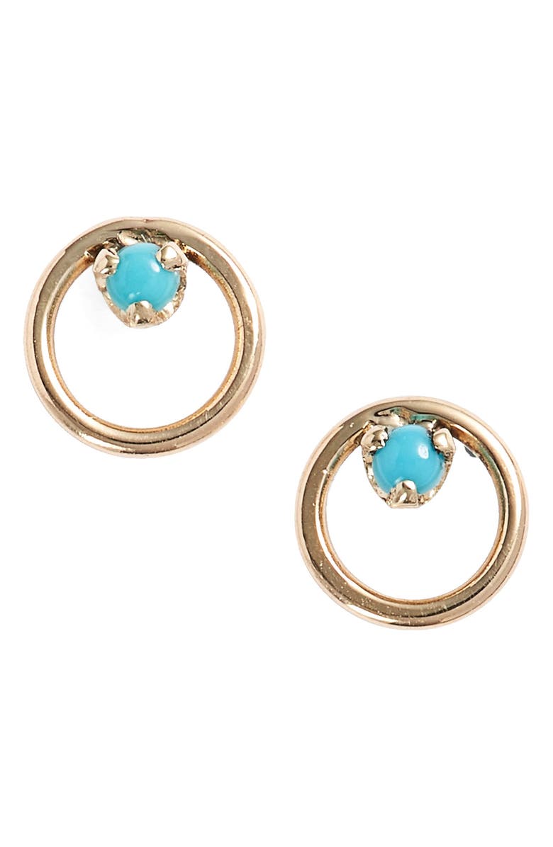 Zoë Chicco Turquoise Circle Stud Earrings, Main, color,