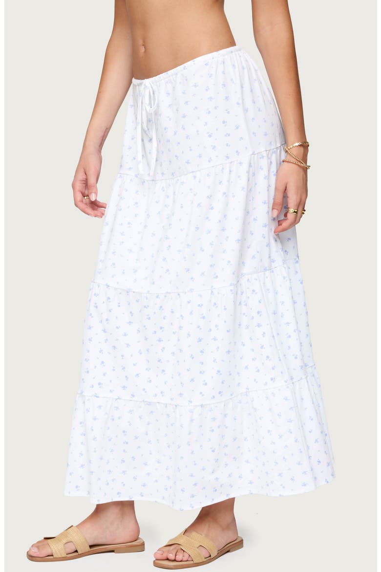 Charley Tiered Floral Maxi Skirt, Alternate, color, WHITE