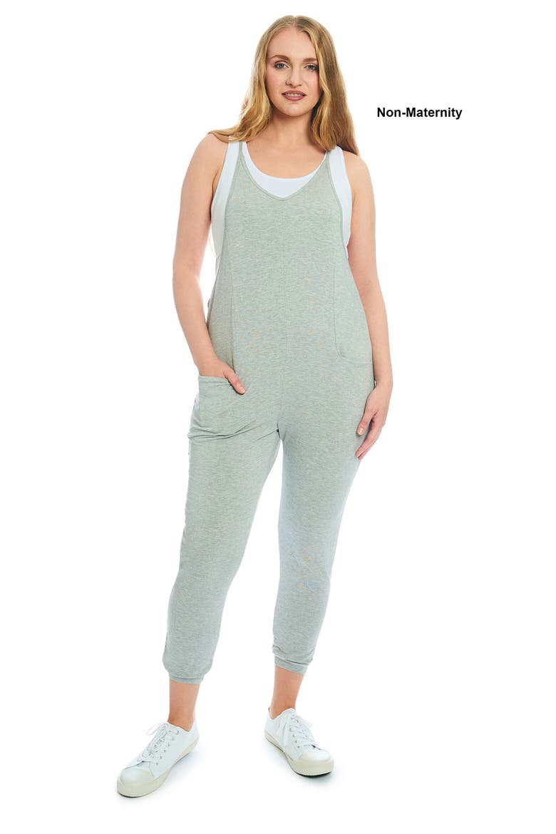 Brandi During & After Maternity/Nursing Romper, Alternate, color, HEATHER GREY SOLID
