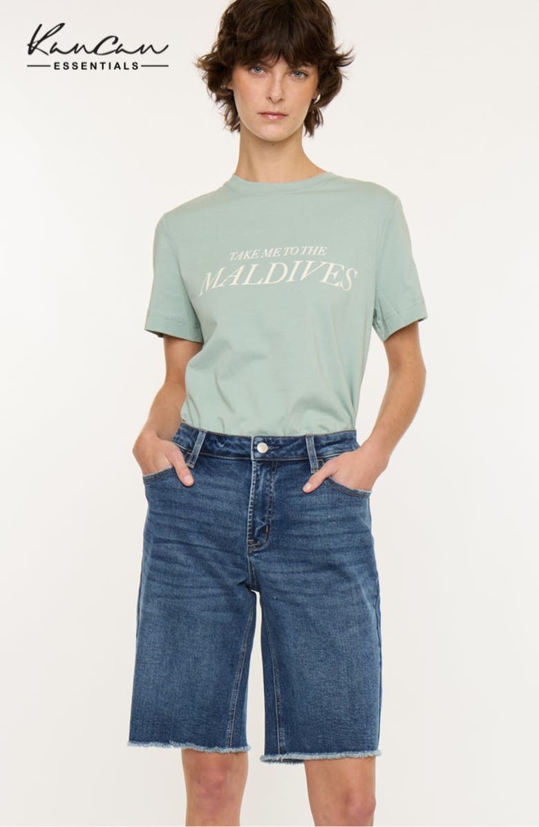 KanCan Arley Essentials Mid Rise Jorts, Main, color, Dark Wash